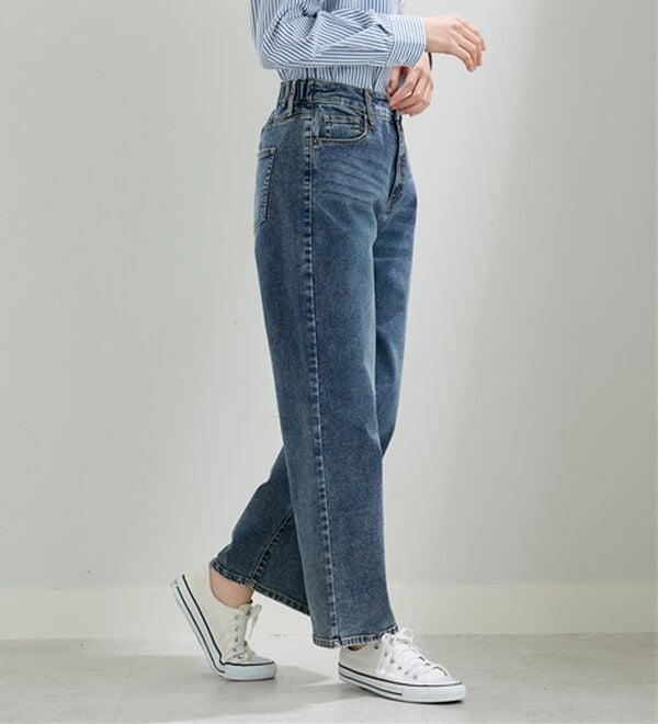 BELLUNA（ベルーナ）の「デニム素材美脚見えワイドパンツ（ワイドパンツ・ガウチョ）」｜詳細画像