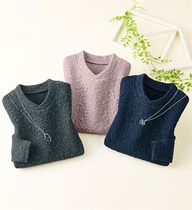 ルフラン（ルフラン）の「【３色組】花柄ふくれジャカードプルオーバー（カットソー）」