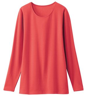 LAVIENNE（ラヴィエンヌ）の「もっとあったか！肌側綿クルーネックプルオーバー（肌着・インナーウェア）」｜コーラル