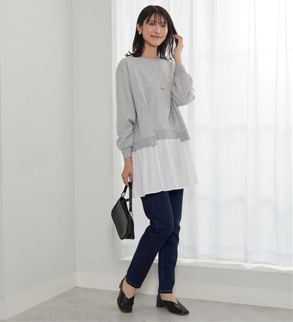 BELLUNA（ベルーナ）の「裏毛素材レイヤード風チュニック（チュニック）」｜詳細画像