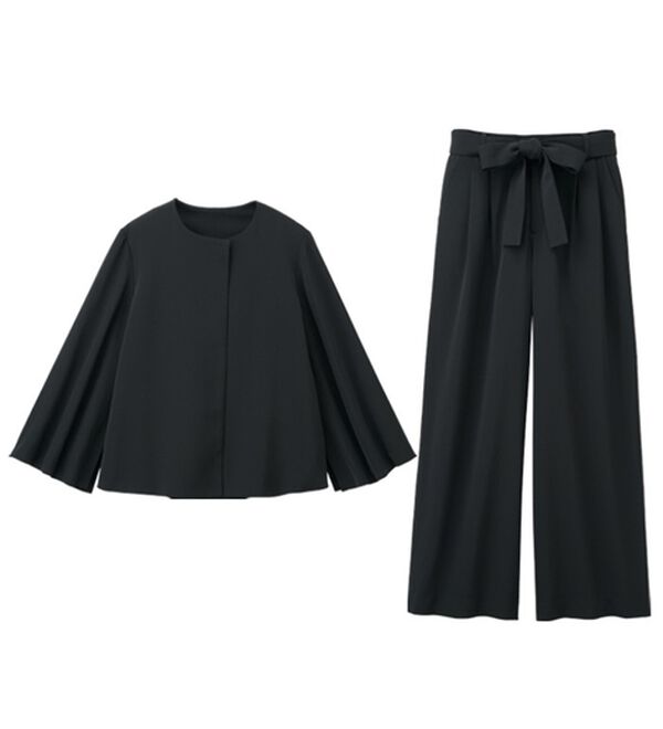 RANAN（ラナン）の「【２点セット】防しわ！洗える！ケープライクジャケットセットアップ（パンツスーツ）」｜詳細画像