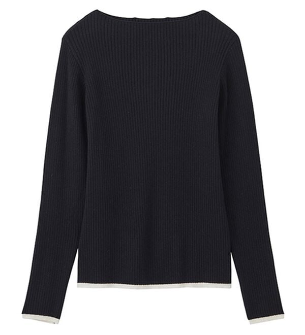 GeeRA（ジーラ）の「袖口ボタン配色ボートネックリブニット（ニット・セーター）」｜詳細画像