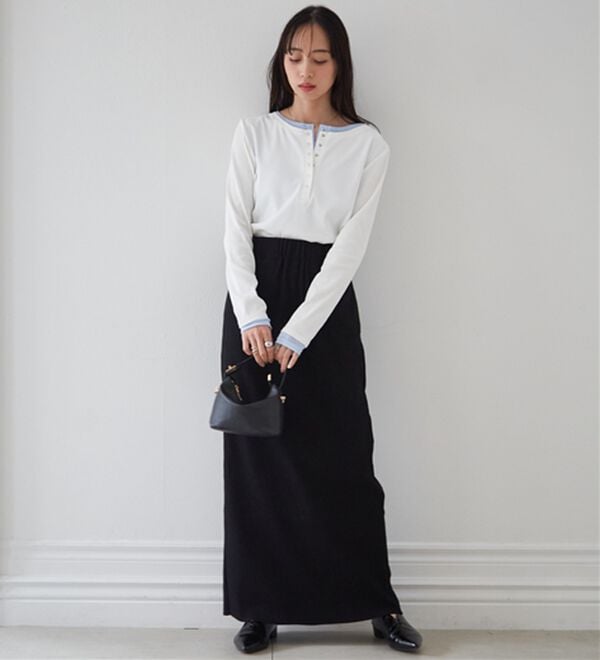 RANAN（ラナン）の「レイヤードヘンリーネックリブTシャツ（カットソー）」｜詳細画像