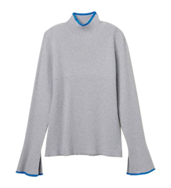 RANAN（ラナン）の「配色使いフレアー袖プチハイネックリブニット（ニット・セーター）」｜詳細画像