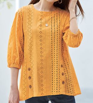 BELLUNA（ベルーナ）の「ボタンデザインオーバーレースブラウス（ブラウス）」｜詳細画像