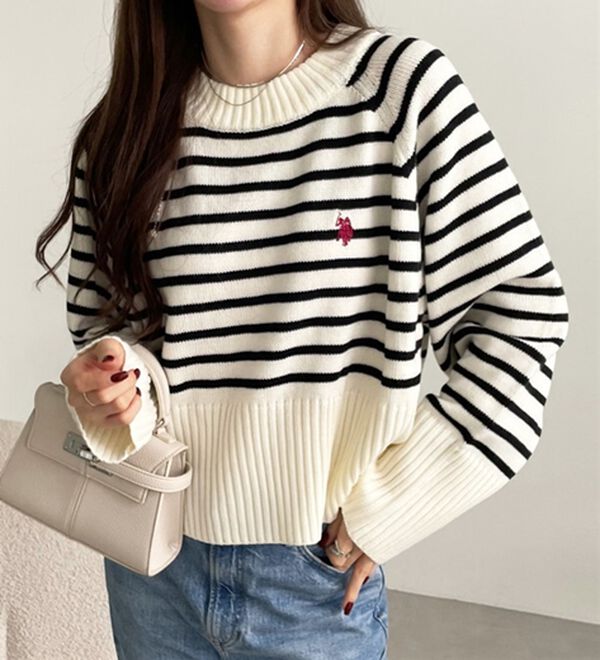 GeeRA（ジーラ）の「【ＵＳ．ＰＯＬＯ　ＡＳＳＮ】ショート丈ニット（ニット・セーター）」｜詳細画像