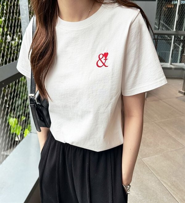 GeeRA（ジーラ）の「アンドハート刺しゅうＴシャツ（Tシャツ）」｜詳細画像