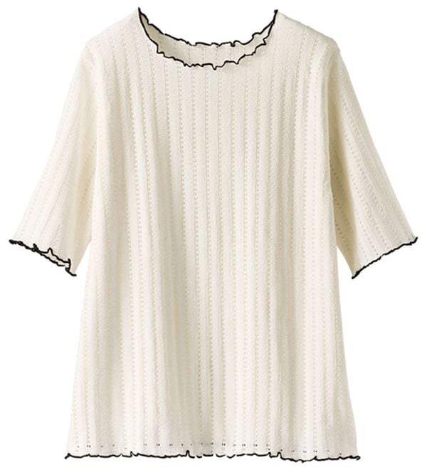 BELLUNA（ベルーナ）の「透かし編レース配色メロープルオーバー（カットソー）」｜詳細画像