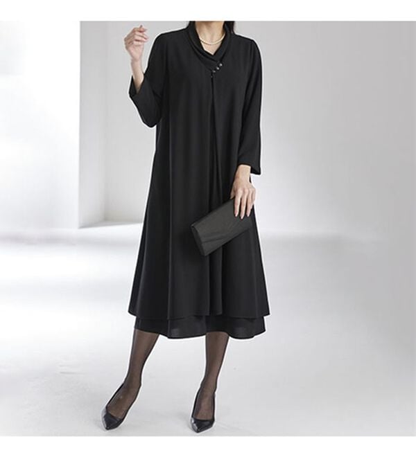 BELLUNA（ベルーナ）の「洗える！冷感素材ドレープワンピース（ブラックフォーマル（喪服・礼服））」｜詳細画像