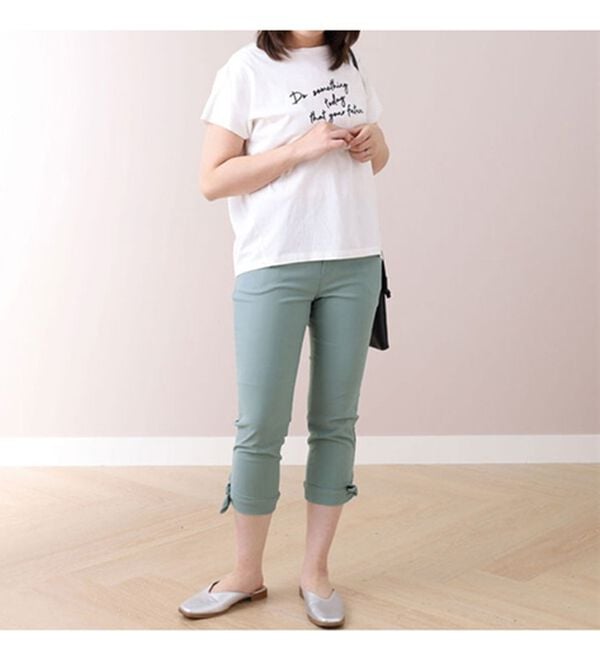 BELLUNA（ベルーナ）の「美脚ストレッチ裾リボンクロップドパンツ（クロップドパンツ）」｜詳細画像