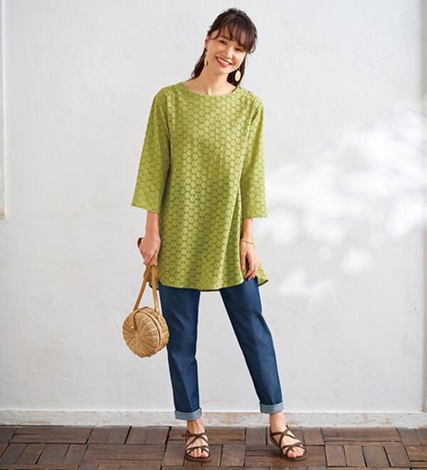 BELLUNA（ベルーナ）の「綿１００％サークルレース素材チュニック（チュニック）」｜詳細画像