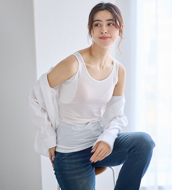 LAVIENNE（ラヴィエンヌ）の「【暑がりさん必見！】瞬間ひんやり冷感！タンクトップインナー＜さらりラボ＞（肌着・インナーウェア）」｜詳細画像