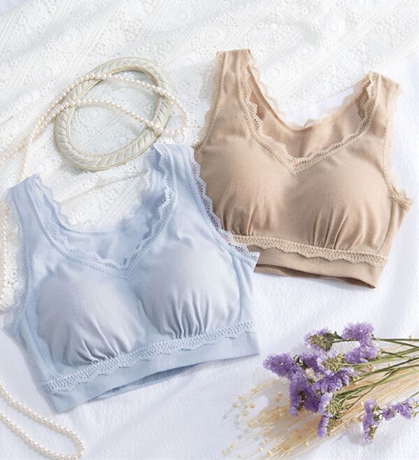 「【２色組】綿入りメッシュの涼やかブラ（ブラジャー）」｜2色組