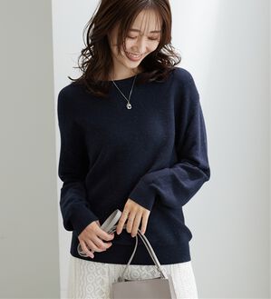 BELLUNA（ベルーナ）の「ラメ調もちもちニットプルオーバー（ニット・セーター）」｜ネイビー