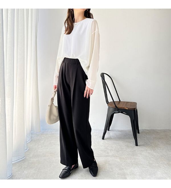 GeeRA（ジーラ）の「美脚魅せタックワイドスラックスパンツ（ワイドパンツ・ガウチョ）」｜詳細画像