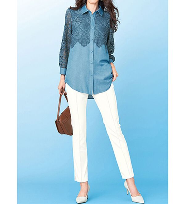 VINNO（ヴィノ）の「＜日本製＞クレンゼ（Ｒ）使用・ピンタックテーパードパンツ（テーパードパンツ）」｜詳細画像