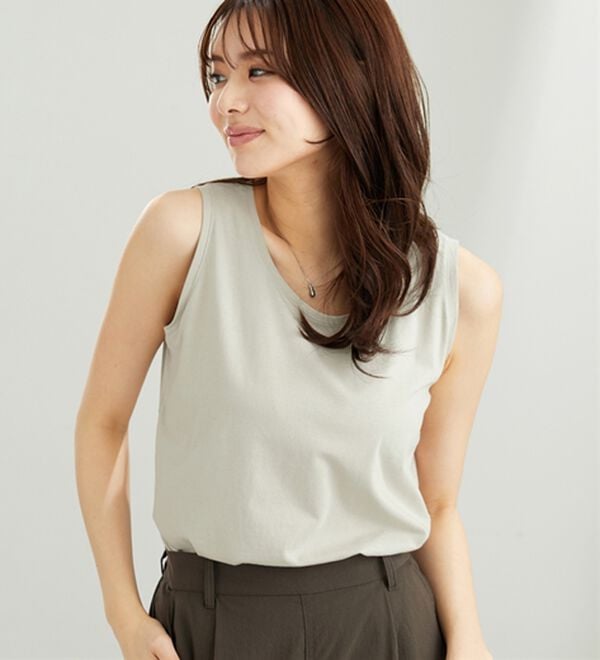 BELLUNA（ベルーナ）の「ヒンヤリ！綿１００％サマ見えタンクトップ（タンクトップ・キャミソール）」｜詳細画像