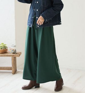 A HAPPY MARILYN（アハッピーマリリン）の「【Ｌ～８Ｌ】選べる身長別＆デザイン　ゆるっと楽ちん　ミニ裏毛　フレアスカート＆ワイドパンツ（ワイドパンツ・ガウチョ）」｜パンツ／グリーン