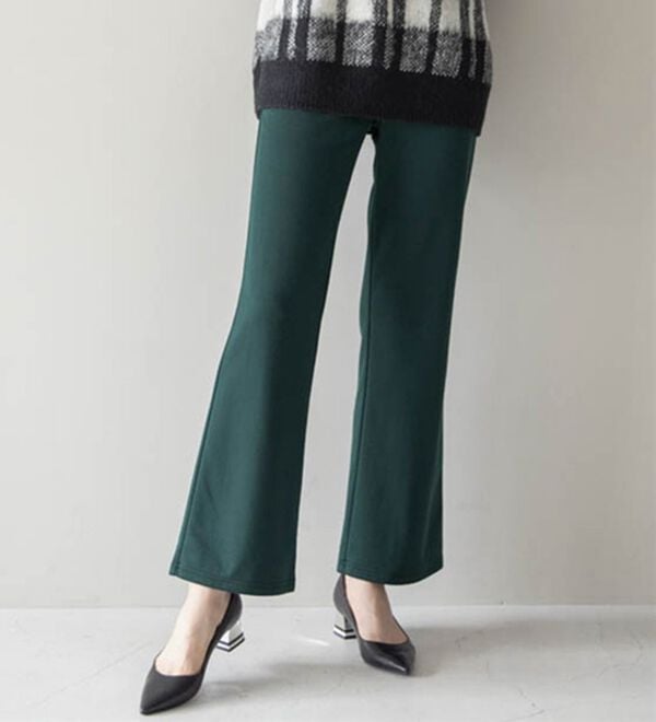 RANAN（ラナン）の「裏起毛！セミワイドパンツ（ワイドパンツ・ガウチョ）」｜モスグリーン