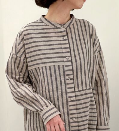 BELLUNA（ベルーナ）の「綿麻素材クレイジーデザインシャツ（チュニック）」