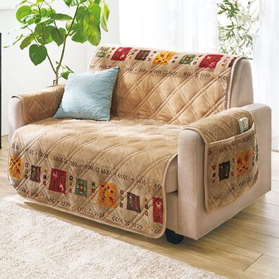 iellio（イエリオ）の「ボリュームたっぷりあったかギャベ柄ソファカバー（ソファーカバー）」