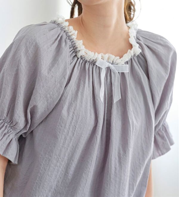 YU'NOW（ユナウ）の「【上下２点セット】スクエアネックドビーストライプパジャマ（パジャマ・ルームウェア）」｜詳細画像