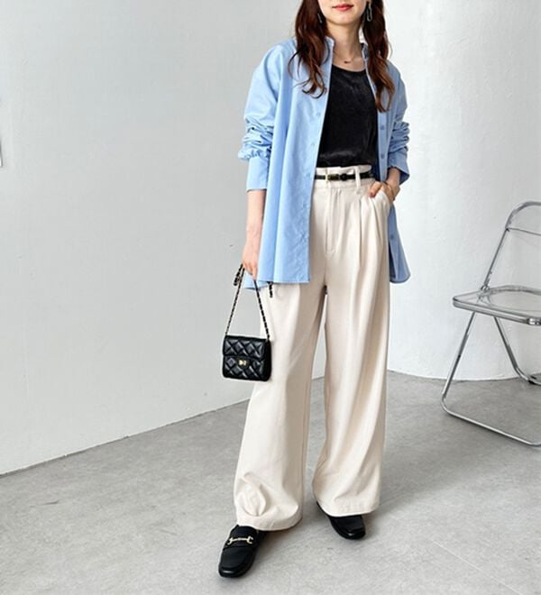 GeeRA（ジーラ）の「着心地抜群！ハイウエストダブルタックワイドパンツ（フルレングスパンツ）」｜詳細画像