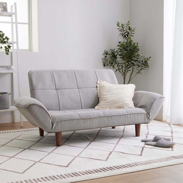 3人掛けソファ オットマン付き 幅約210cm 布製 ファブリック ブルー系