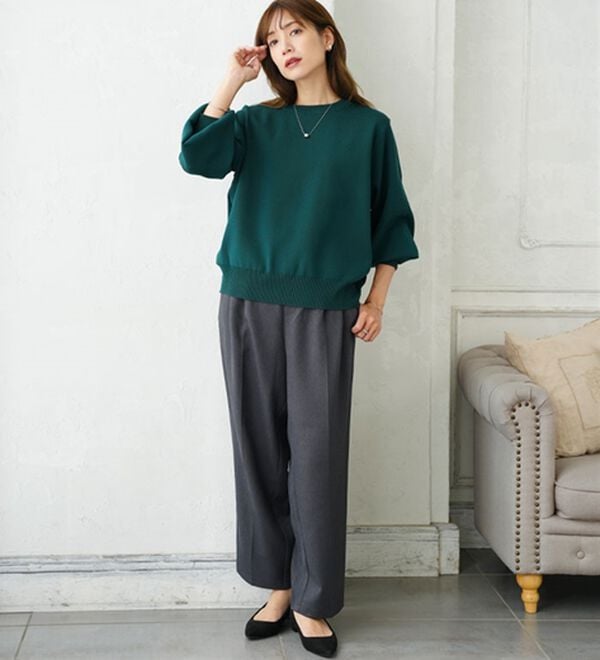 A HAPPY MARILYN（アハッピーマリリン）の「【Ｌ～６Ｌ】二の腕 激やせ ぽわん袖 ニット（ニット・セーター）」｜詳細画像