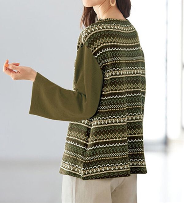 BELLUNA（ベルーナ）の「一枚で映える幾何柄ジャカードプルオーバー（カットソー）」｜詳細画像