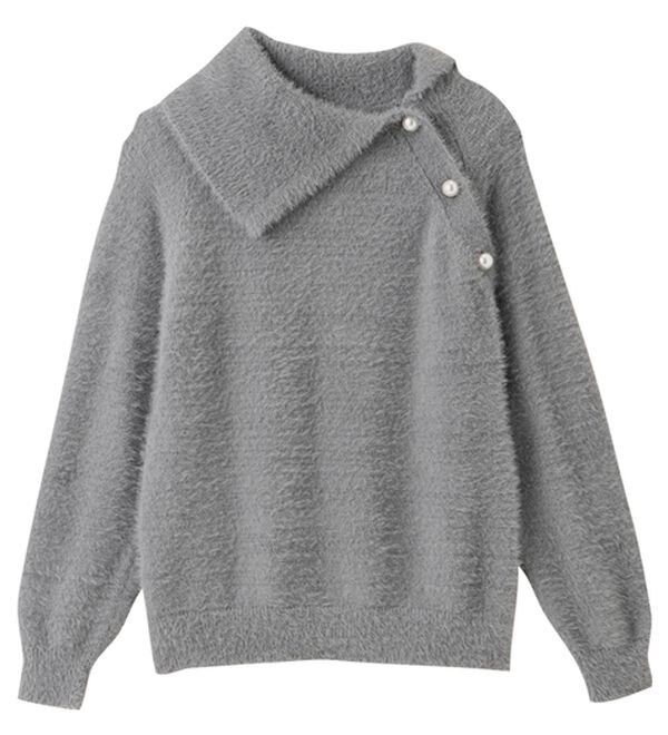 alotta（アロッタ）の「衿付パール調デザインシャギーニット（ニット・セーター）」｜詳細画像