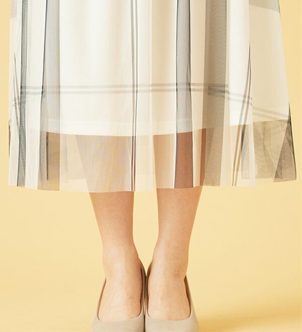 BELLUNA（ベルーナ）の「チュール素材上品プリントフレアースカート（ロングスカート）」｜詳細画像