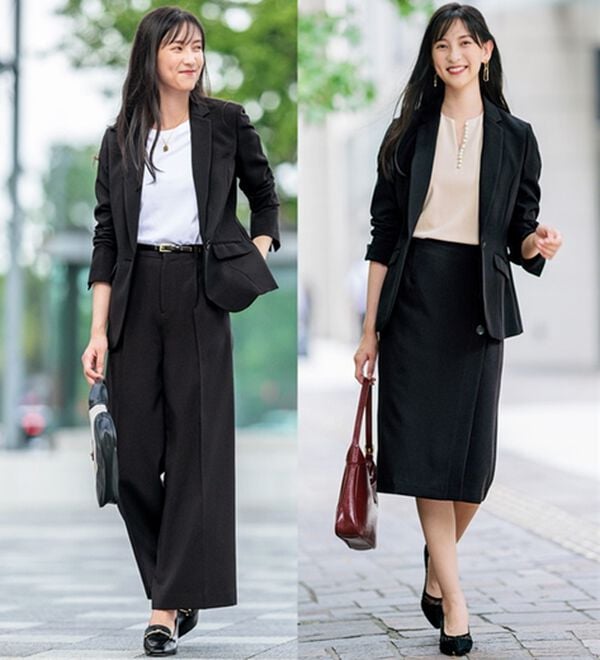 GeeRA（ジーラ）の「【ジャケット+2ボトム】洗えるストレッチ！ジャケット＆ブラウス＆ワイドパンツ＆スカートスーツセット（パンツスーツ）」｜詳細画像