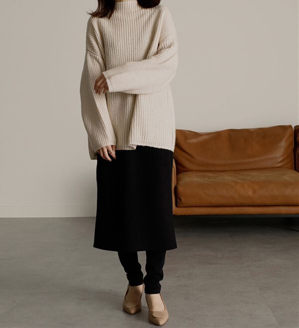 RANAN（ラナン）の「レイヤードニットソースカートパンツ（フルレングスパンツ）」｜詳細画像