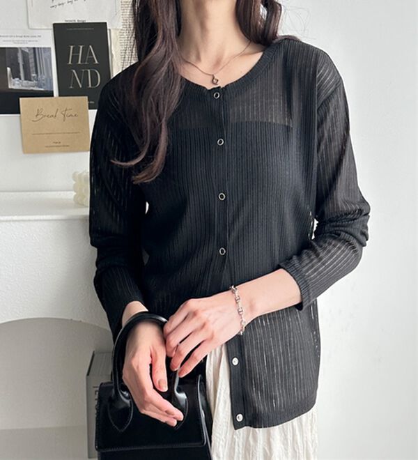 GeeRA（ジーラ）の「カーデにもなる前後２ＷＡＹシアーリブトップス（カットソー）」｜詳細画像