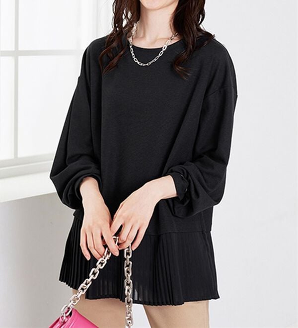 BELLUNA（ベルーナ）の「かのこ素材裾プリーツプルオーバー（カットソー）」｜詳細画像