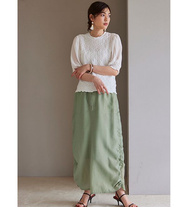 RANAN（ラナン）の「シアー素材ドロストカーゴスカート（ロングスカート）」｜詳細画像