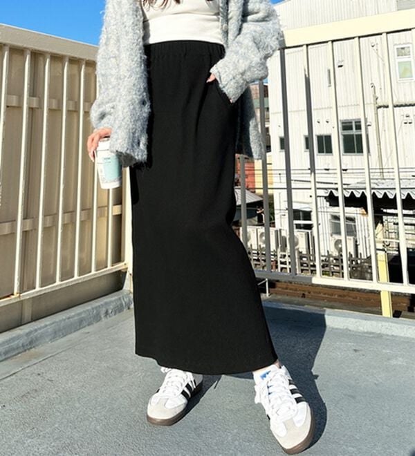 GeeRA（ジーラ）の「【着回し力◎】楽ちんすっきり見え！リブロングスカート（ロングスカート）」｜詳細画像