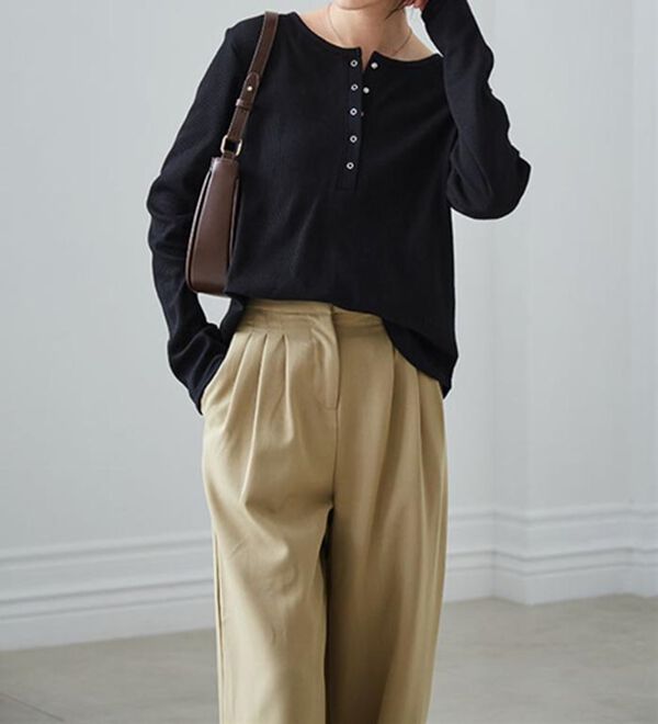 RANAN（ラナン）の「ヘンリーネックワッフルロンＴ（カットソー）」｜詳細画像