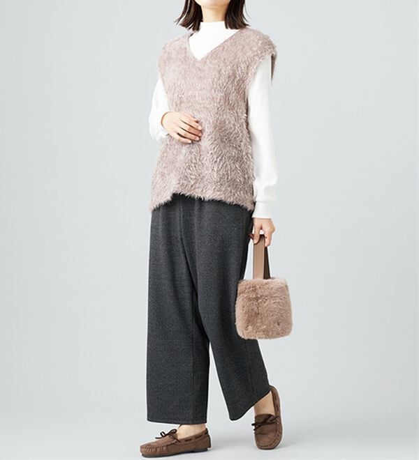 BELLUNA（ベルーナ）の「ウール調ふっくらワイドパンツ（ワイドパンツ・ガウチョ）」｜詳細画像