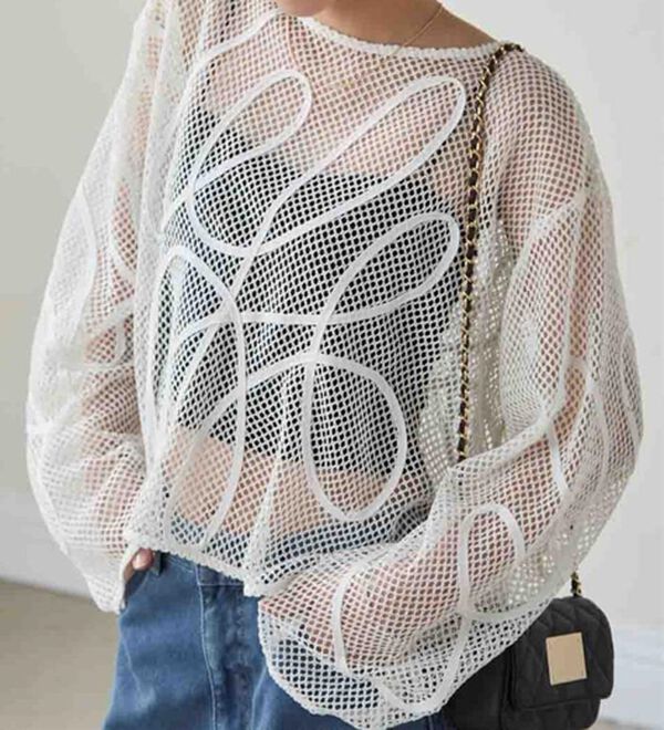 RANAN（ラナン）の「コード刺繍シアーメッシュTシャツ（カットソー）」｜詳細画像