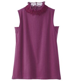 BELLUNA（ベルーナ）の「綿１００％脇汗対策エレガントハイネックインナー（タンクトップ・キャミソール）」｜プラム