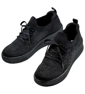 ルフラン（ルフラン）の「＜ゴムゴム＞ビジュー付ニットシューズ（スニーカー）」｜ブラック