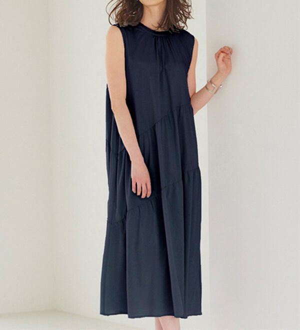 RANAN（ラナン）の「ひんやり裏地付！ななめティアードワンピ（その他ワンピース）」｜詳細画像