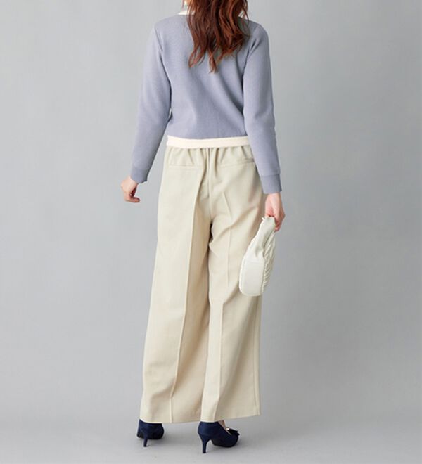 美人百花掲載】洗える！もっちりタッチフェザー配色ショート丈ニット