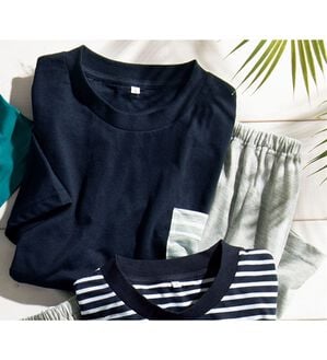 「夏のお買得ベーシック上下セット（メンズルームウェア）」｜ネイビー