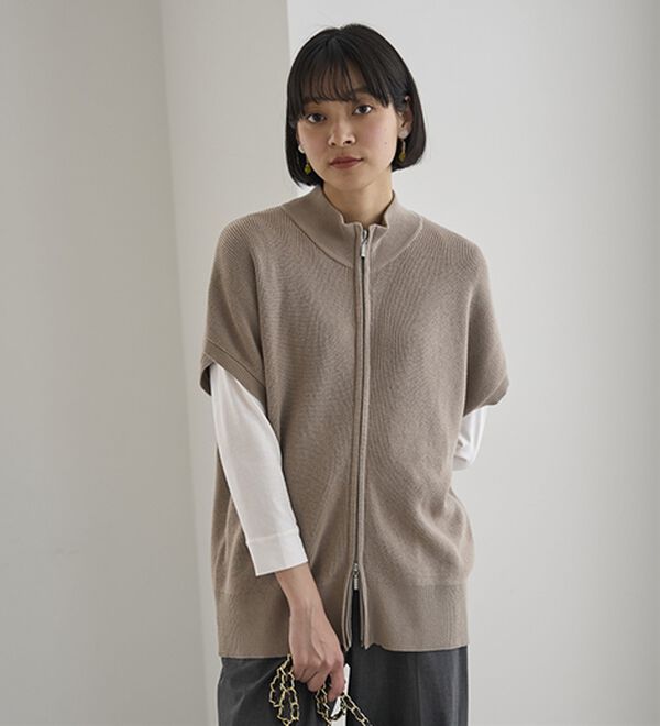 BELLUNA（ベルーナ）の「綿１００％ダブルジップニットベスト（ベスト）」｜詳細画像