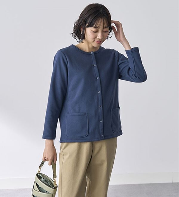 BELLUNA（ベルーナ）の「パチパチしにくい！静電気防止裏フリース配色カーディガン（その他カーディガン）」｜詳細画像