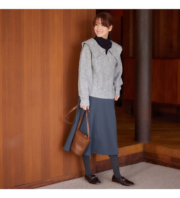 もっちりネップ柄ニットの衿付きトップス - ベルーナ【公式】