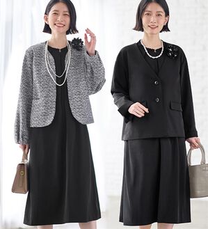 Viola e Viola（ヴィオラ エ ヴィオラ）の「【４点セット】入卒お任せ！２ジャケットワンピーススーツ（ワンピースセットスーツ）」｜モノトーン系